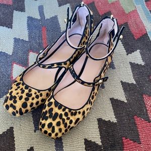 JCrew Leopard flats with ankle strap - size 7